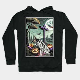 Harlequin Great Dane Halloween scene Hoodie